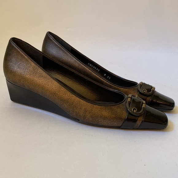 Stuart Weitzman Bronze & Gold Wedges, Size 8 #271 - Picture 1 of 12